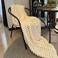 Королівський плед Шарпея суперширока смуга Євро Персиковий