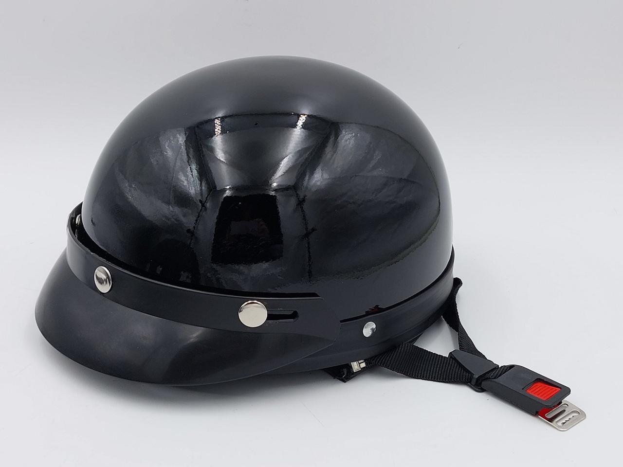Каска ретро с козырьком, мото шлем на мотоцикл, скутер, мопед колір Чорний