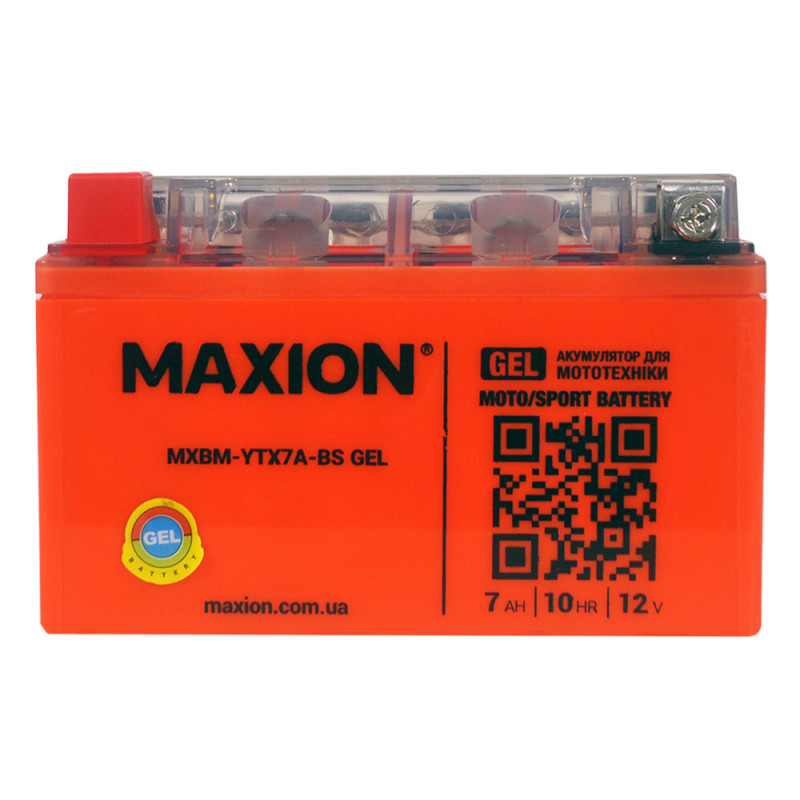 Мотоакумулятор MAXION Gel 12 V 7 A L+ (лівий +) YTX 7A-BS