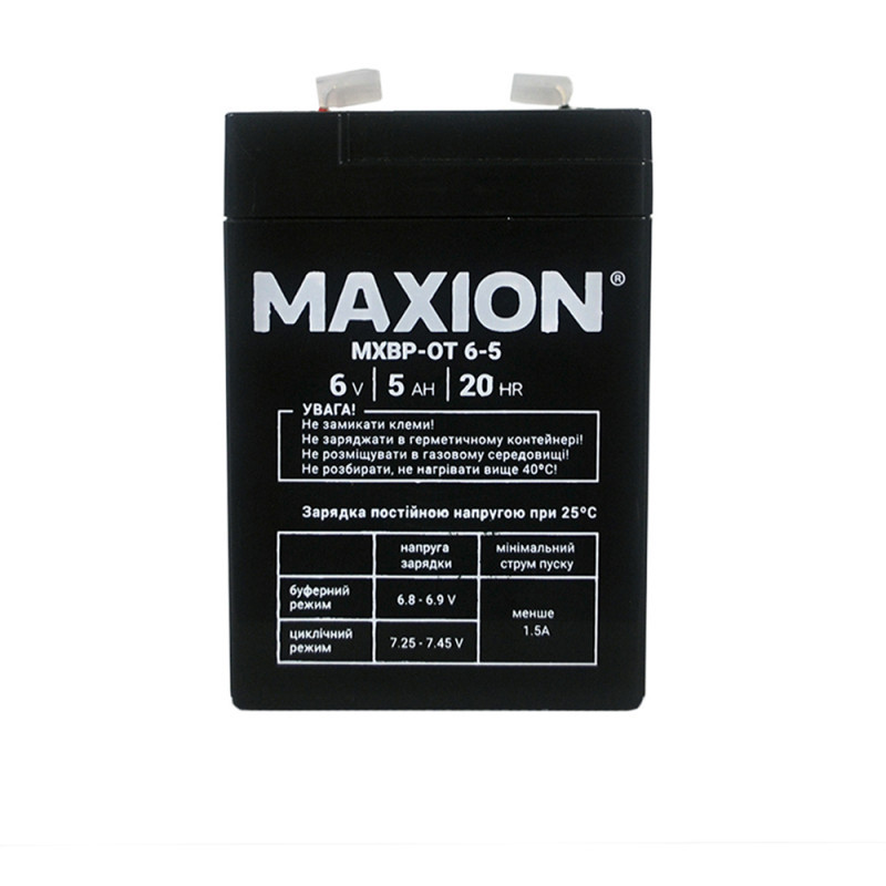 Промисловий акумулятор MAXION AGM 6V 5Ah L+ (лівий +) 6-5