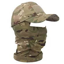 Чоловіча кепка мультикам з липучкою під шеврон + баалаклава Військова кепка мультикам чоловіча