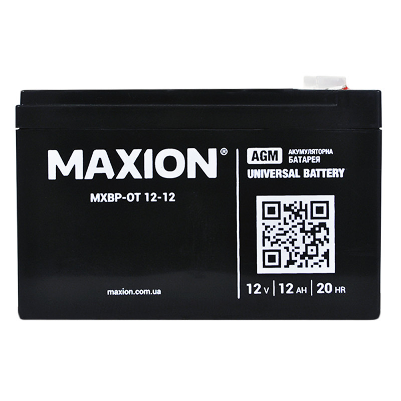 Промисловий акумулятор MAXION AGM 12V 12Ah L+ (лівий +) 12-12