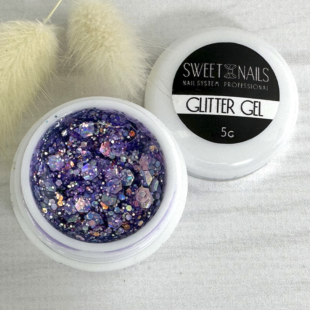 Глітерний гель для нігтів Sweet Nails Stars №5 (фіолетові з ефектом хамелеону) 5грам