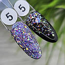 Глітерний гель для нігтів Sweet Nails Stars №5 (фіолетові з ефектом хамелеону) 5грам, фото 3