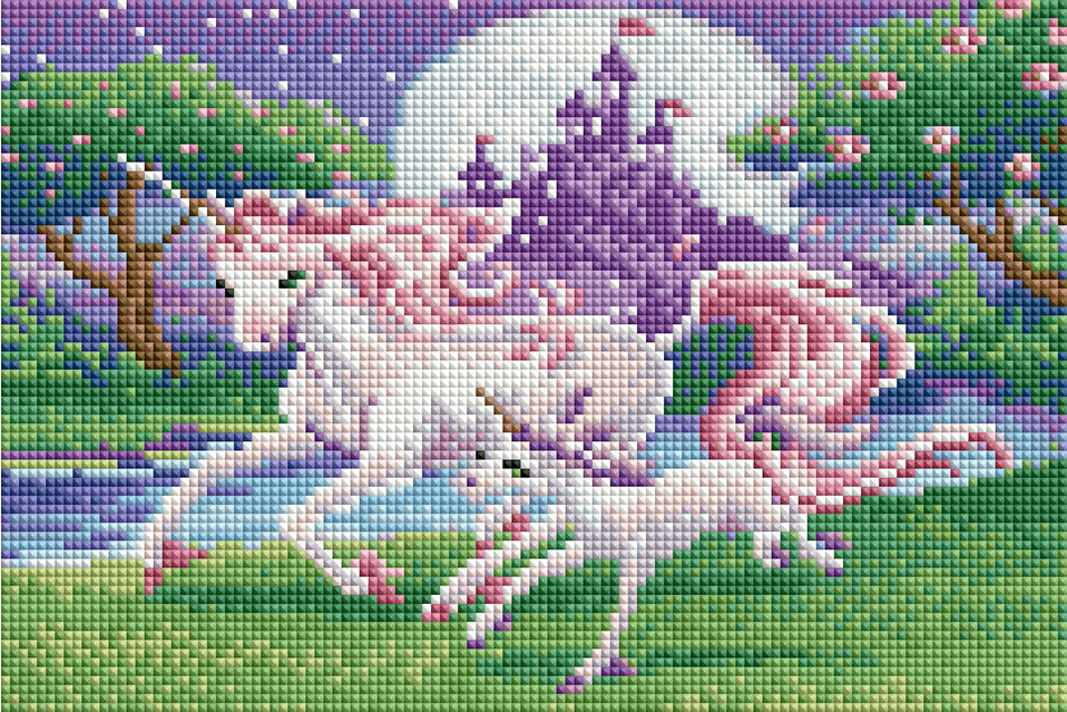 Картина стразами Алмазна мозаіка Чарівні єдинороги (OSC030) 20 х 30 см (Без підрамника), фото 1