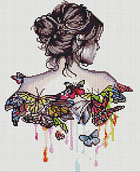 Картина стразами Алмазна мозаіка Дівчина і метелики (OSG028) 30 х 40 см (Без підрамника)