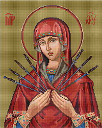 Картина стразами Алмазна мозаіка Семистрільна ікона Матері Божої (OSF094) 40 х 50 см (Без підрамника)