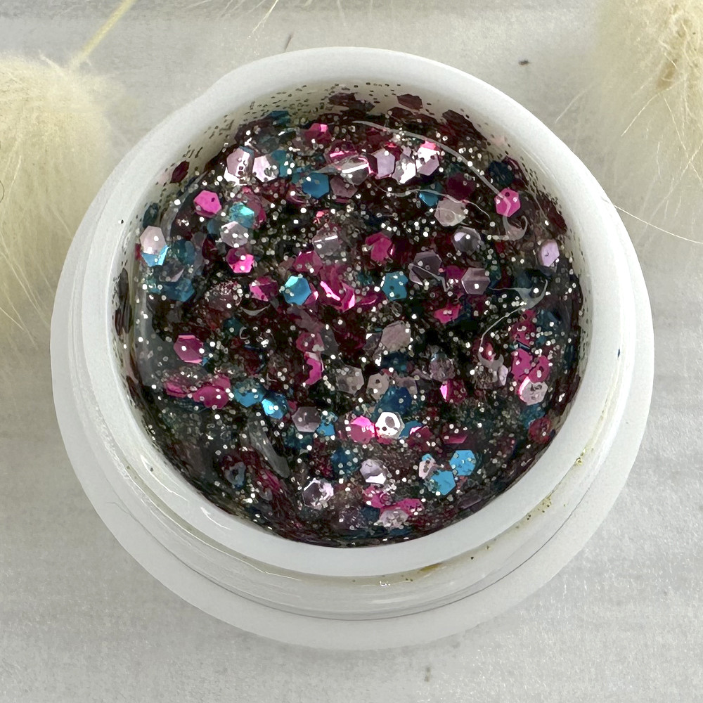 Гліттерний гель для нігтів різнокольоровий микс Sweet Nails Stars №38 5грам