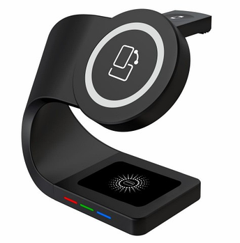 Бездротова зарядка 3 in 1 Veron Black Чорна