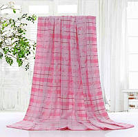 Махровая простынь покрывало плед летнее одеяло хлопок двуспальная 180х220 см розовая