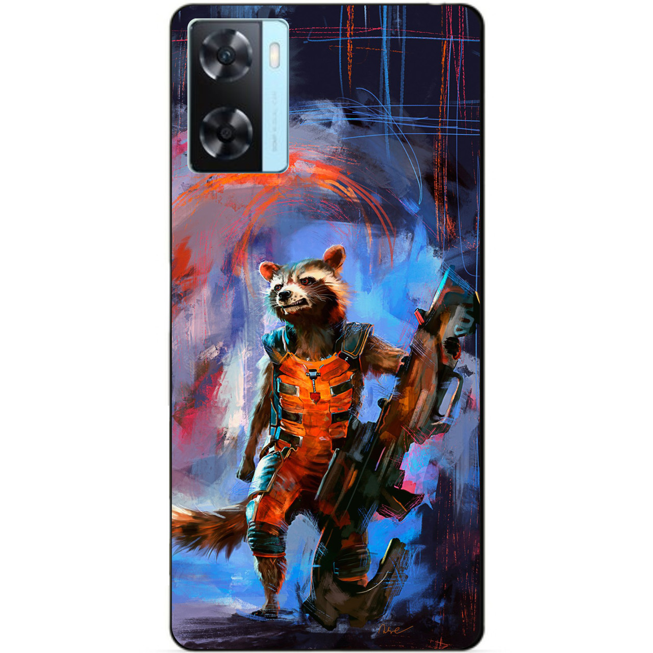 Силіконовий бампер чохол для Oppo A57s з малюнком Реактивний Єнот Стражі галактики