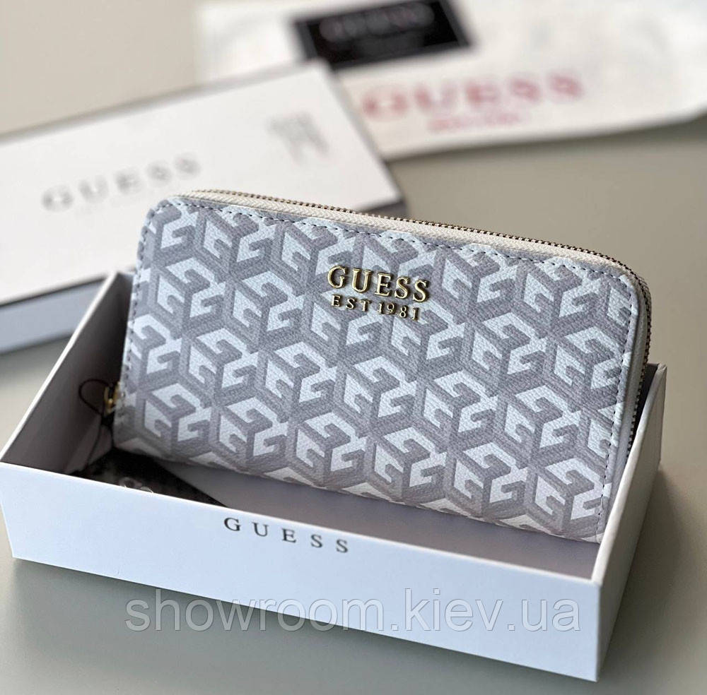 Жіночий гаманець на змійці Guess (7594) білий