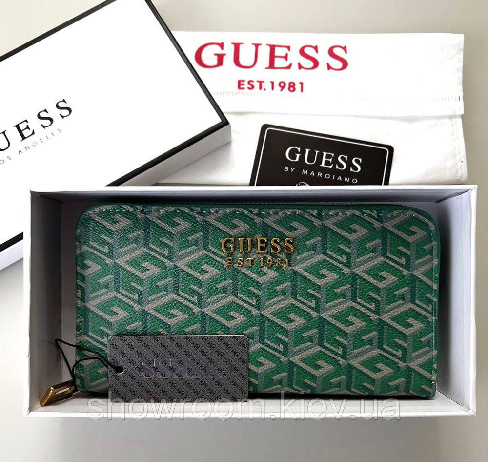Жіночий гаманець на змійці Guess (7594) зелений