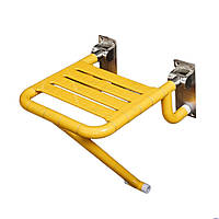 Відкидний стілець для душу з нержавіючої сталі покритий жовтим ABS пластиком 45*32*64мм