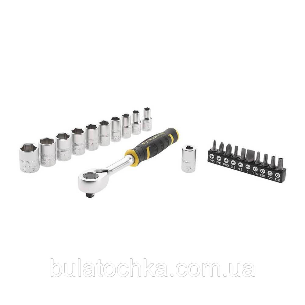 Набір із ручки з храповим механізмом, головок і біт 1/4 дюйма 22 предмети STANLEY FMMT82679-0