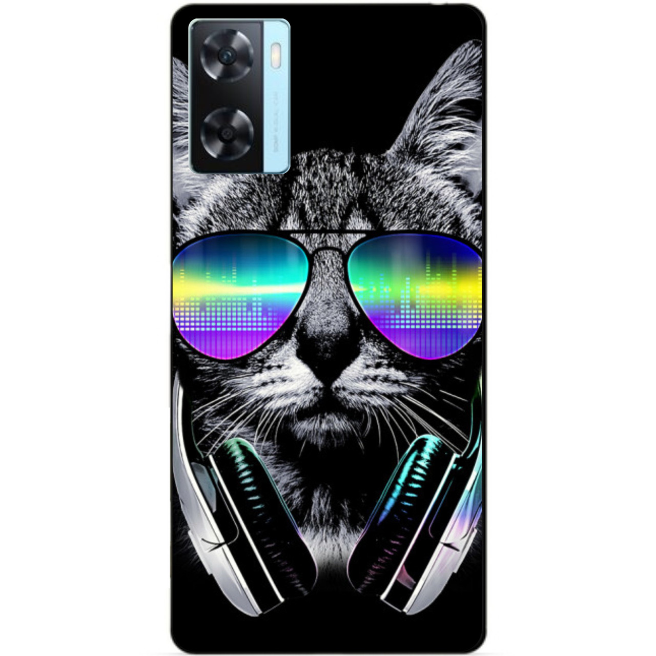 Силіконовий бампер чохол для Oppo A57s з малюнком Кіт в окулярах