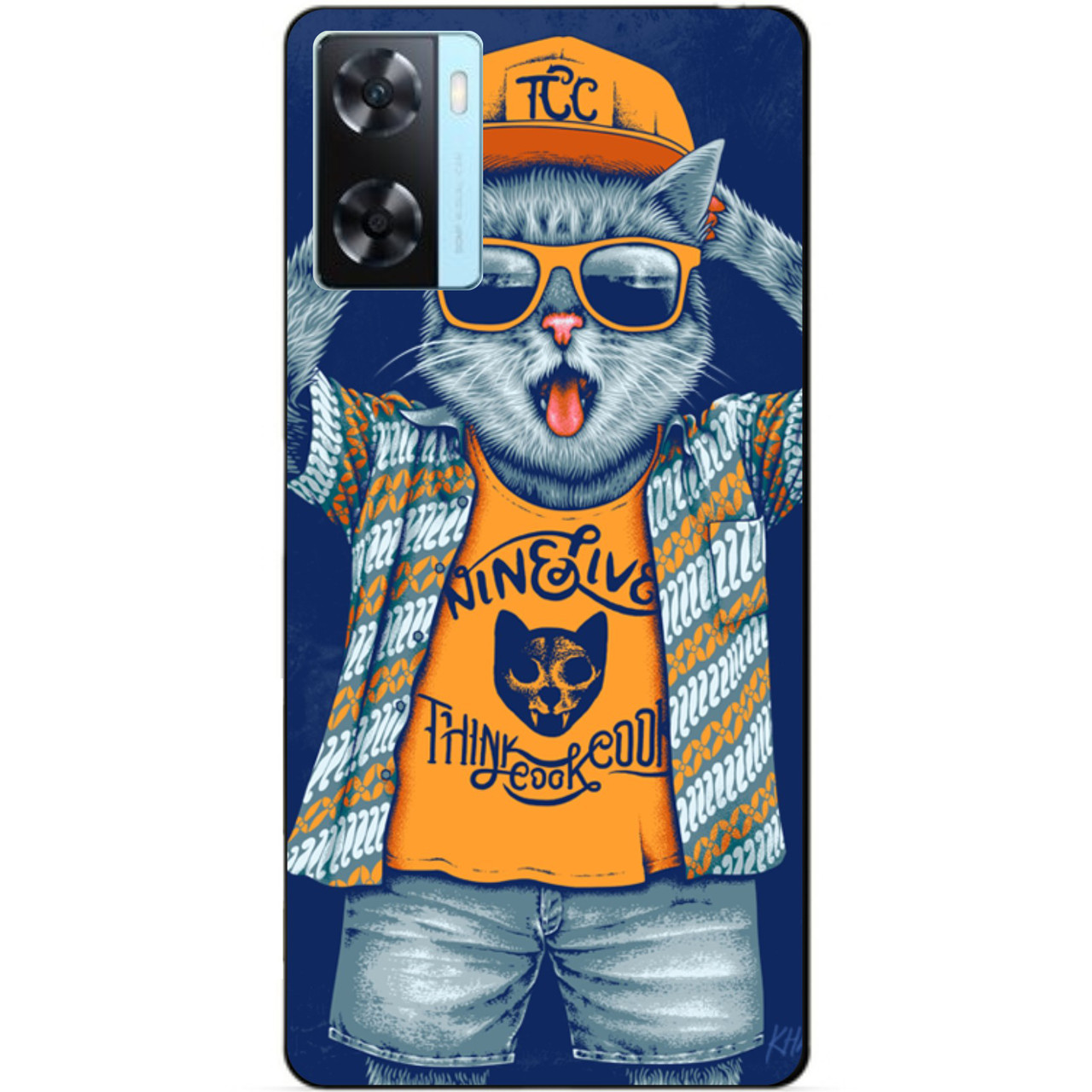 Силіконовий бампер чохол для Oppo A57s з малюнком Кіт у кепці