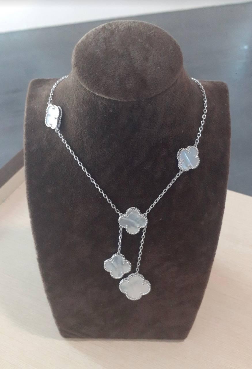 Ванкліф підвіска-галстук натуральний перламутр/біле золото (покриття) Au 750, фото 1