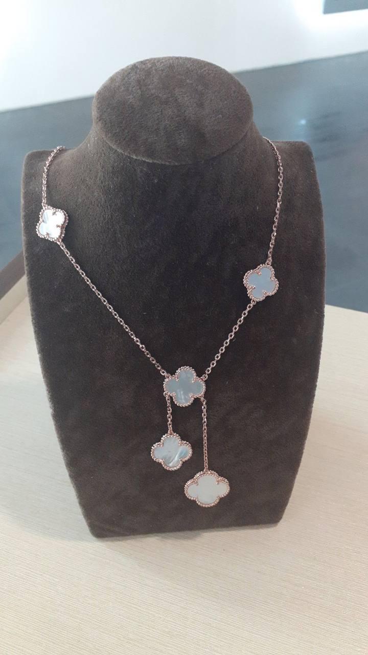 Ванкліф підвіска-галстук натуральний перламутр/рожеве золото (покриття) Au 750, фото 1