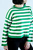 Кофта жіноча спущений рукав біла в зелену смужку, фото 7