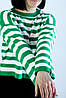 Кофта жіноча спущений рукав біла в зелену смужку, фото 9