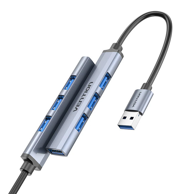USB-хаб Vention USB3.0 до USB3.0*1/USB2.0*3 Mini Hub металевий корпус Ультратонкий Сірий CKOHB