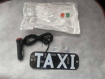 Табличка TAXI на лобове скло у прикурювач світлодіодна на присосках, фото 1