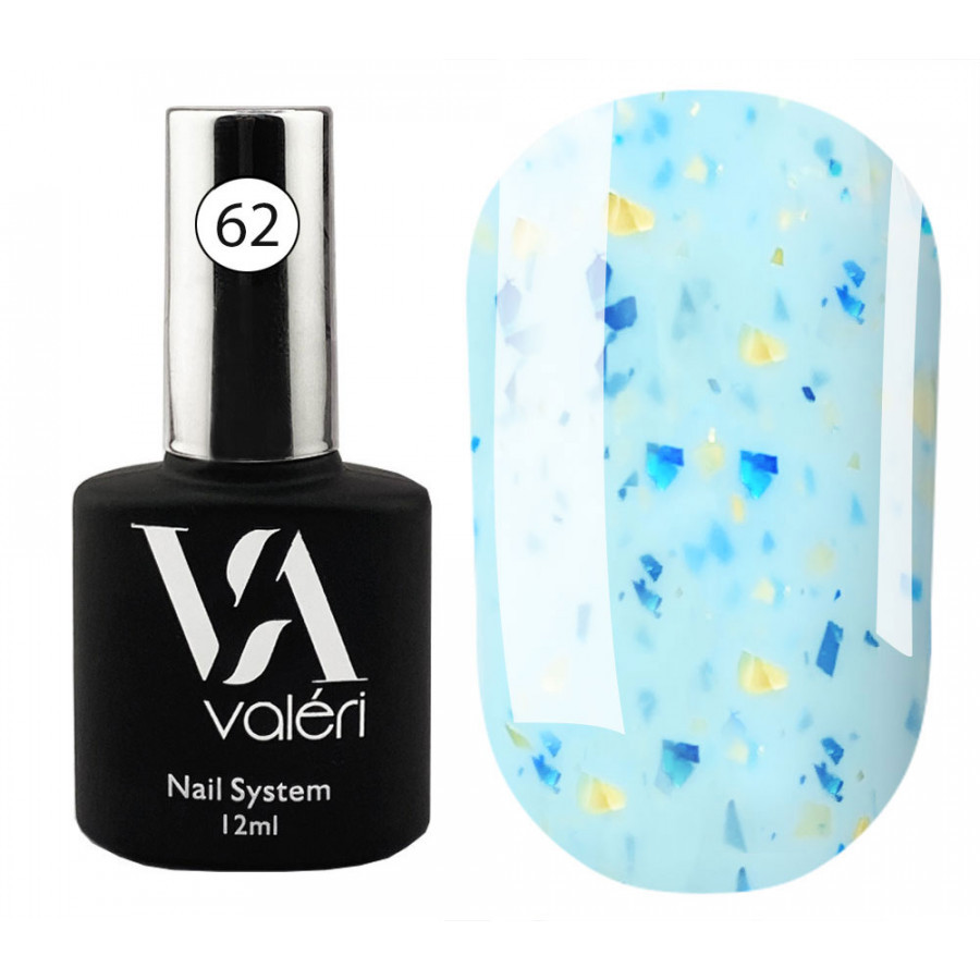 База для гель-лаку Valeri Base Potal 62 Блакитний із жовто-синьою стелею 12 ml