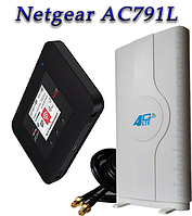 Комплект 4G LTE+3G WiFi Роутер Netgear AC791L+ 4340 mAh Київстар, Vodafone, Lifecell з антеною MIMO 2×9dbi