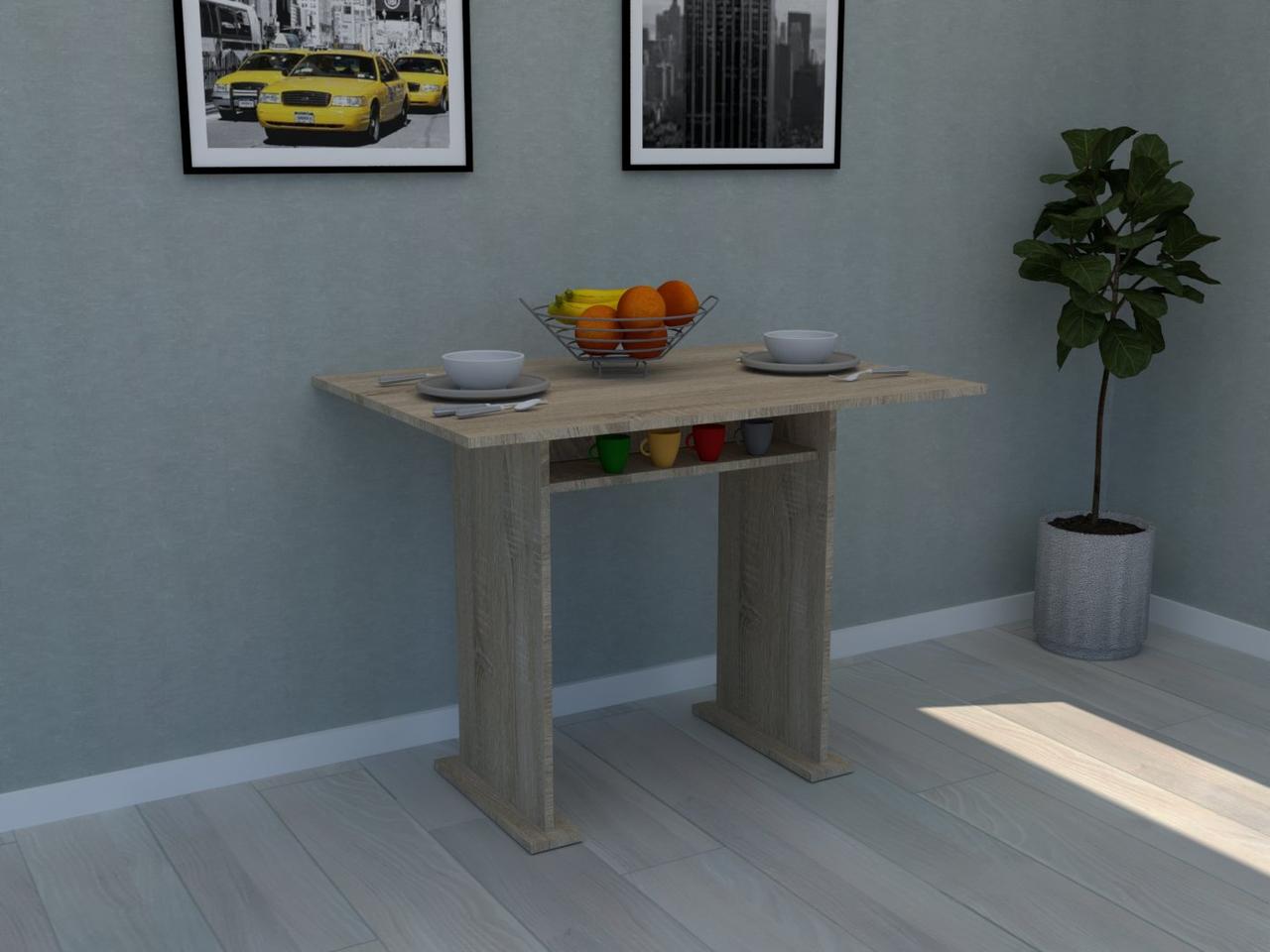 Кухонный стол 1000*700 мм, современный маленький стол на кухню универсальный небольшой и недорогой Дуб Сонома, фото 1