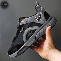 Кроссовки мужские Найк нейлоновая сетка черные, Кроссовки Nike черные с серым, Спортивные кроссовки 6238