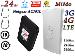 Комплект для 4G/LTE/3G з Netgear AC791L+ 4340 mAh і Антена планшетна MIMO 2×24dbi (48дб)