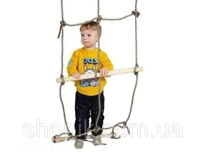 Драбина дитяча підвісна дерев'яна подвійна WCG, дитяча ігрова драбина Shopik