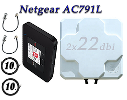 Повний комплект для 4G/LTE/3G Netgear AC791L + 4340 mAh і Антена планшетна MIMO 2×22dbi ( 44 дб) 698-2690МГц