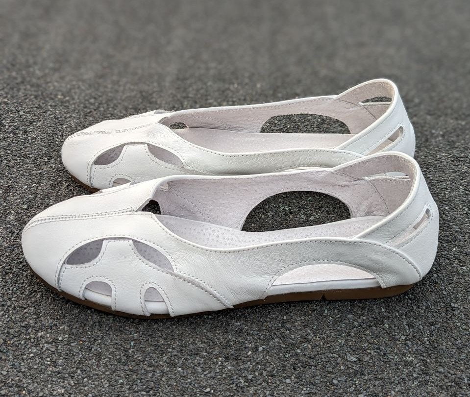 STTOPA Розміри 37-24 см. Балетки великих розмірів на широку стопу літні шкіряні. 157-3645 Білі, фото 1