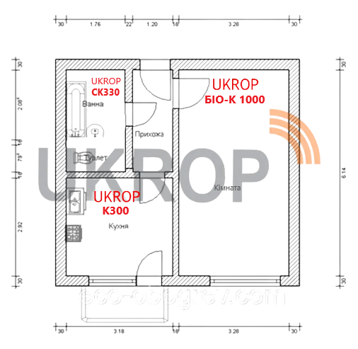 Система отопления 1к. квартиры Ukrop-vp 1kv 1800, набор для монтажа - фото 2 - id-p580969828