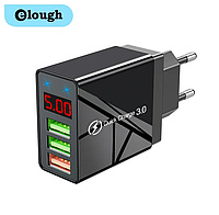 Сетевое зарядное устройство 3 port USB / LED зарядный блок блочок зарядка для телефона смартфона Elоugh JH22B