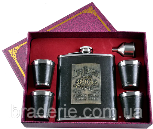 Подарунковий набір у шкірі з набійкою JB фляга чарки лійка TZ-8, фото 1