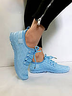 Кросівки жіночі текстильні блакитні літні сітка