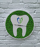 Настінний Годинник зі стабілізованого моху в стоматологію, стоматклініку. Подарунок стоматологу, фото 5