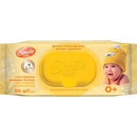 Детские влажные салфетки Smile baby с экстрактом ромашки, алоэ и витаминным комплексом с клапаном 60 шт.
