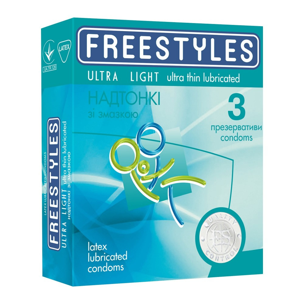 Презервативи латекс 0.04 мм 3шт, FREESTYLES з додатковим мастилом Кітті