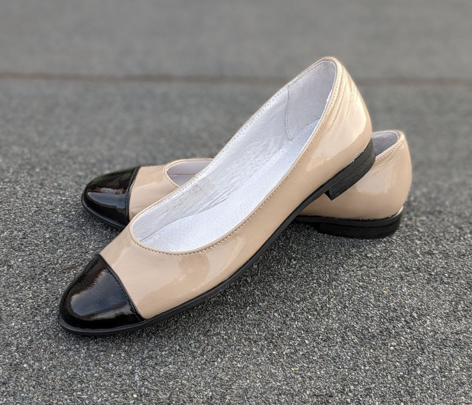 STTOPA Розміри 41-27,5 см. Балетки туфлі великих розмірів із натуральної шкіри. 162-4044 Бежеві Чорні, фото 1