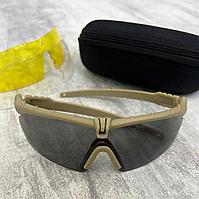 Армійські захисні окуляри Flame з 3 змінними лінзами Койот