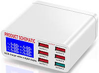 Зарядное устройство c дисплеем на 6 USB портов Product Schematic 896 40W