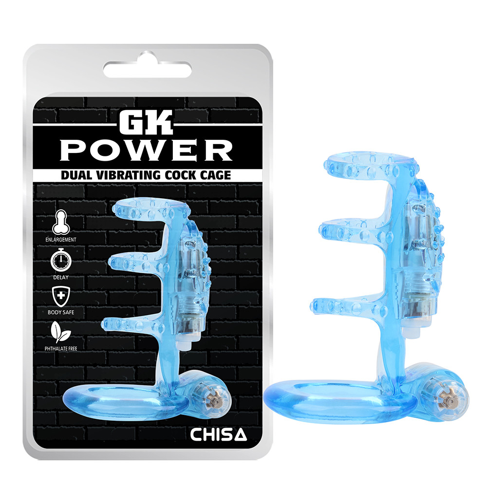 Насадка Chisa-GK Power Dual Vibrating Cock Cage Blue Кітті
