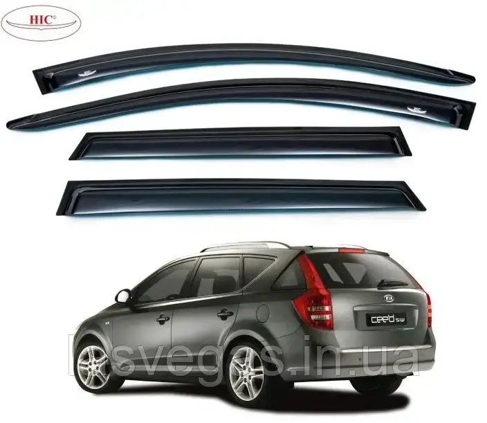Дефлекторы окон (ветровики) Kia Seed SW 2007-2012 универсал (HIC/Тайвань)