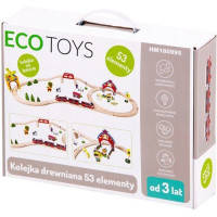 Железная дорога Ecotoys деревянная с поездом на батарейках (HM180995)