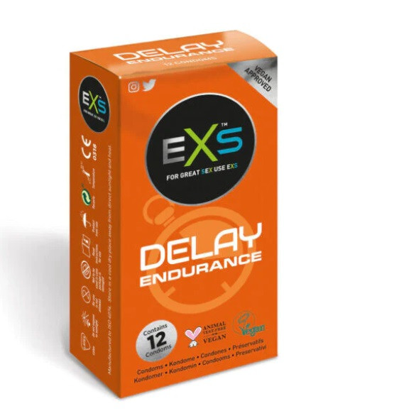 Презервативи анатомічної форми Exs Delay із затримкою еякуляції, латексні (ціна за упаковку, 12 шт.) Кітті