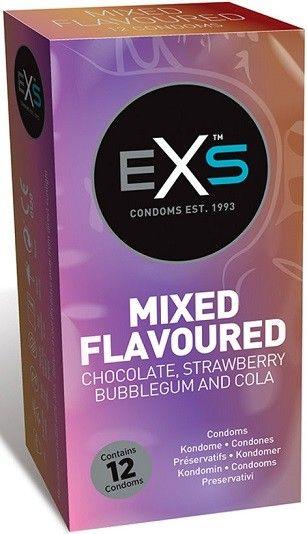 Презервативи EXS Mixed Flavoured зі смаком шоколаду, коли, полуниці та жуйки (ціна за упаковку, 12 шт) Кітті